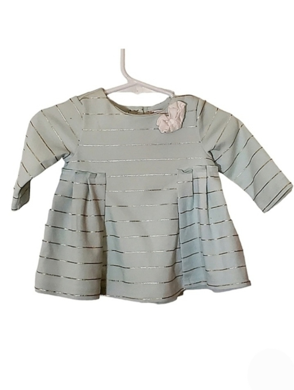 K1034 * Catherine Malandrino Mini Girls Gold Stripe Top Mint Green Size 0/3M